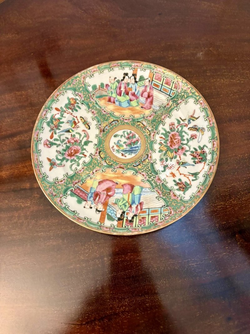 Antique Chinese Canton Rose Medallion Plate